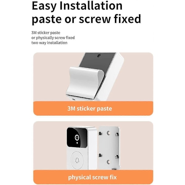 Smart Videodørklokke Hjemme Intercom, Smart Trådløs Fjernbetjening Videodørklokke, High-definition Nattesyn Wifi Opladning Tyverisikring Dørklokke, To-vejs