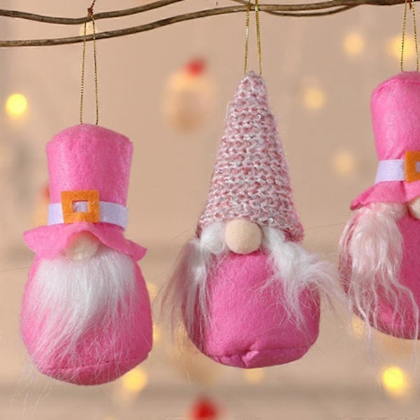 Julegnom Ornament Sett med 4 Gnom Anheng til Juletre Hjemmefest Innendørs Utendørs Dekorasjon Lodden Julenisse Nyttårsgave