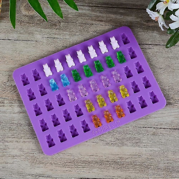 Silikoneform, 4 stk. Gummibjørne slikforme i silikone, chokolade gummiforme med 2 pipetter, non-stick fødevaregodkendt silikone