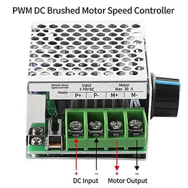 DC Motor Hastighetsregulator PWM-regulator, 7-70V 30A Justerbar 12/24V