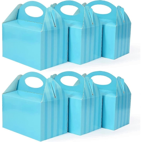 Blå Gaveæsker til Fest 12 stk. Til Drenge. Små Godteæsker Med Håndtag 6\" Gable Candy Æsker Papir Gaveæsker Til Børn