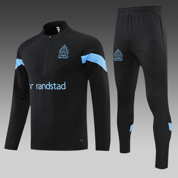 22-23 ny säsong Marseille vuxen/barn långärmad jerseydräkt black L