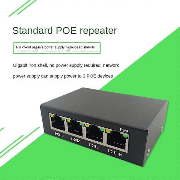 4 Port Gigabit POE Förlängare 100/1000M Nätverk Switch Förlängare IEEE802.3Af/At Plug&Play för PoE Switch