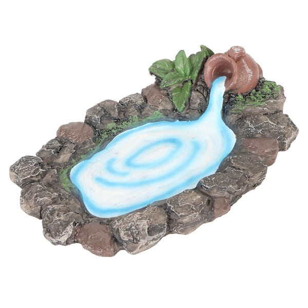 Fairy Garden Rock Pond 16,5 cm Lång Handmålad Livslik Tålig Resin Miniatyrdamm för Hus Utomhusdekoration