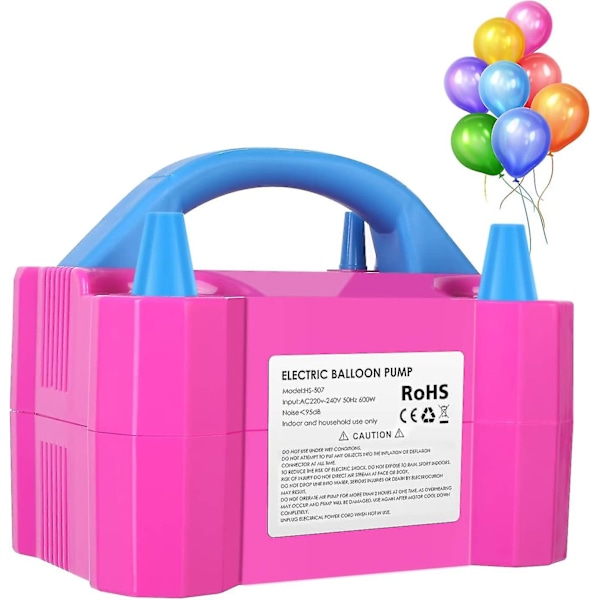 Ballonpumpe Elektrisk Pustemaskine, 2 Oppustningstilstande, 600w