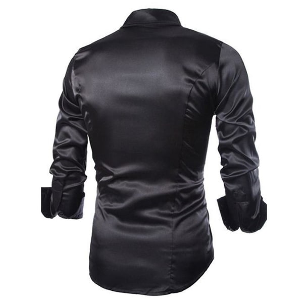 Lyxig klänning för herr Skjorta Slim Fit Casual Formell Dans Fest Formella skjortor Black M