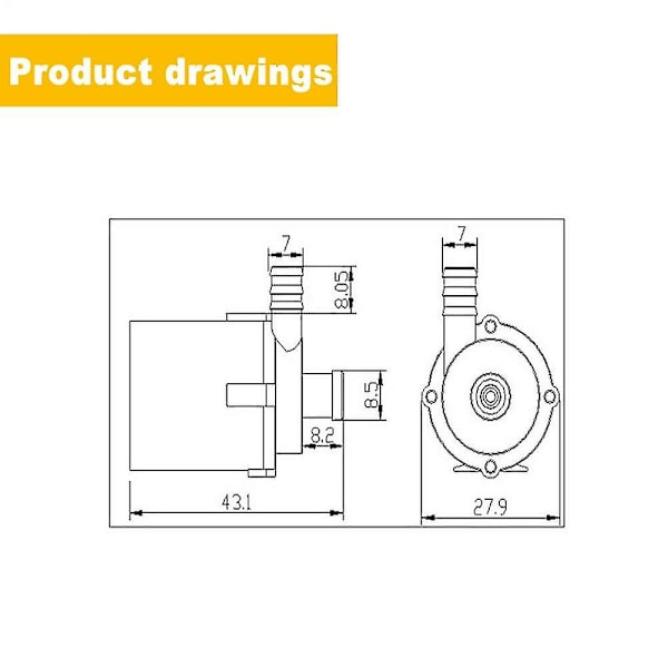 Mini Vattenpump, DC 12V 240l/h Mini Mikro Dränkbar Borstlös Vattenpump - Vattenkylningspumpmotor med USB-kontakt