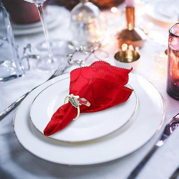 6 st julservettringar, julservetthållare, krans för festlig middagsdukning