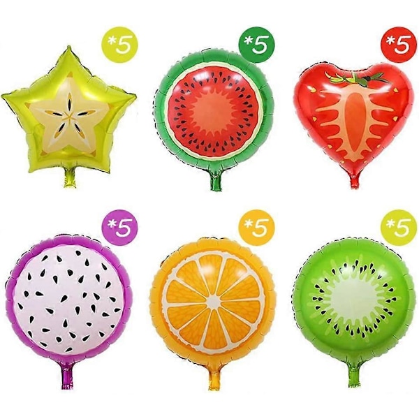 30 stk. Frugt Mylar Balloner Tropiske Festartikler 18 Tommer Store Folie Aluminium Balloner til Fødselsdagsfest Baby Shower Sommerferie Festartikler