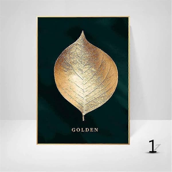 Set med 3 Design Väggaffischer Skog Guldblad Palm Träd Ramlös Väggkonst Dekor För Vardagsrum