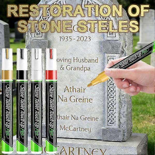 Stenplade Touch Up Pen Vandtæt All Weather Protection Præcision Fin Spids Multi Farve White