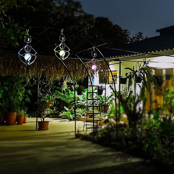 Solcellelampe, hageornamentlampe solcelledrevet krystallkulelampe glitrende krystallkule fargeskiftende hengelampe