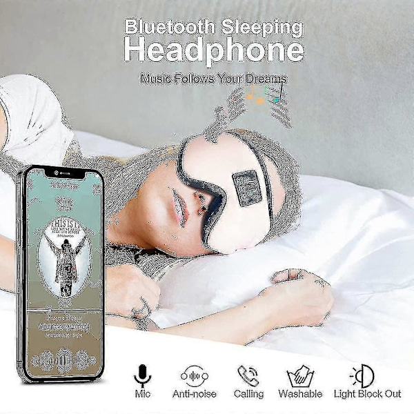 Unimuotoinen unimaski Bluetooth-kuulokkeilla, 3D-unimaskisilmänpeite ultraohuella stereolla