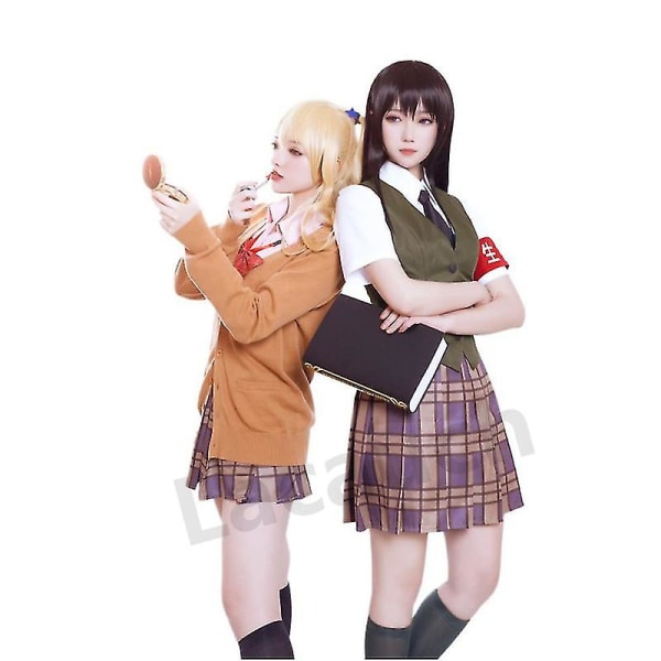 Cosplay Kostymer Citrus Anime Aihara Yuzu Uniform Peruk Set Kort kjol Japan