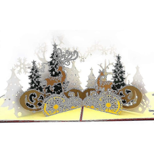3D Joulukortti Pop Up Joulukuusi Porot Joulukortti Lahja_om