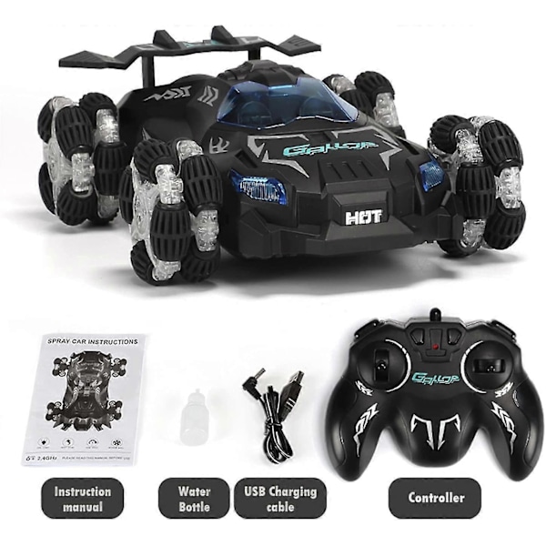 Kauko-ohjattava auto lapsille, 2,4 GHz LED-valolla, 360° ladattavalla akulla, 4WD suuri nopeus 20 km/h