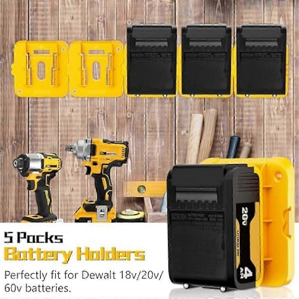 Batterihållare, 5 st Batterihållare Väggfäste för Dewalt Batteri
