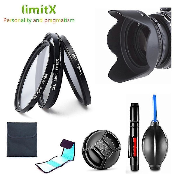 Filterkit UV CPL ND4 Motljusskydd Linsskydd Rengöringspenna För Canon Eos 850d 2000d 4000d 1500d 3000d Rebel T7 T100 Kamera / 18-55mm Objektiv