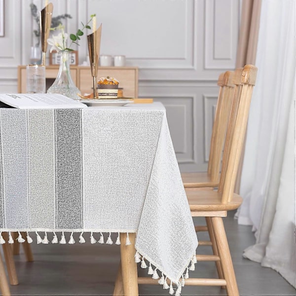Rektangulær Bomuld Linned Dug Grå Borddug Linned 140x220 cm Elegant Dug Rektangel til Hjem Spisestue Køkken Borddekoration