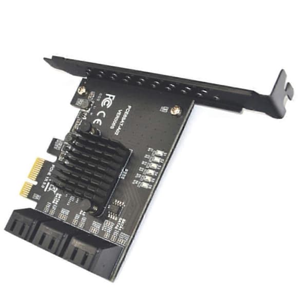 PCIE SATA 1X till 6 portar SATA 3.0 PCI E-kontroller PCI Express Multiplier expansionskort 6Gbps instickskort Riser Black