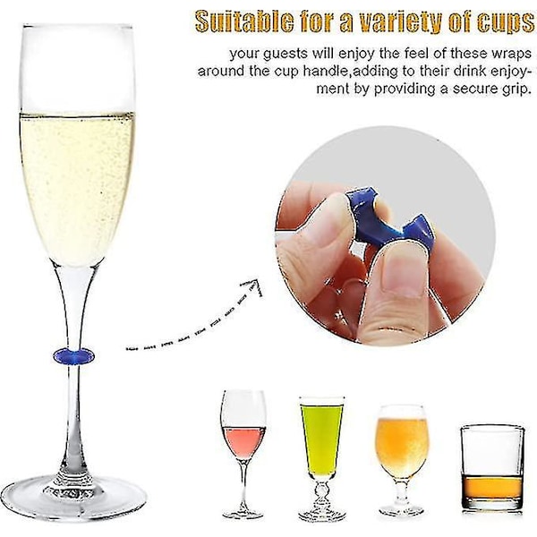Paket med 36 Färg-Slumpmässiga Vinglasmarkörer Champagne Glas Koppar Etiketter