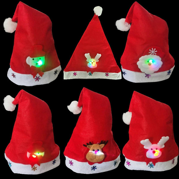 LED Vuxen Barn Lång Julhatt Tomteluva Nyår Julfest Dekoration Ren Snögubbe
