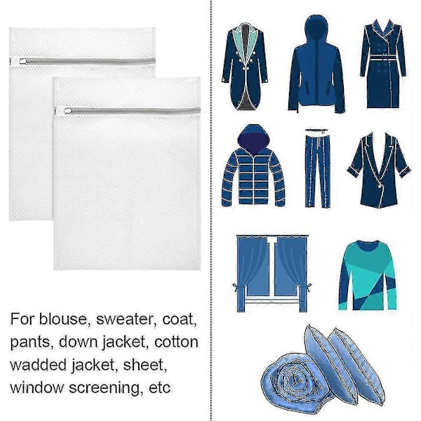 Extra Stor Mesh, 2-pack Tvättnät med Dragkedja för Ömtåliga Kläder, Tvättmaskin- och Torktumlarsäkra Kläder För C