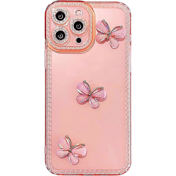 liangnv Skal för iPhone 11 Pro Max (6.5\" 2019), Sött 3D Fjäril Bling Glitter Klar Transparent Skal med Anti-Fall Linsskydd Glittrigt Mjukt TPU Skal