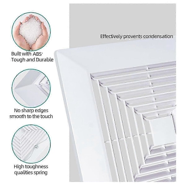Velegnet til badeværelsesventilatorafdækning med fjedre, reservedele til firkantet loft- eller vægmonteret ventilator, Badeværelse-FO SHAN RAN WANG