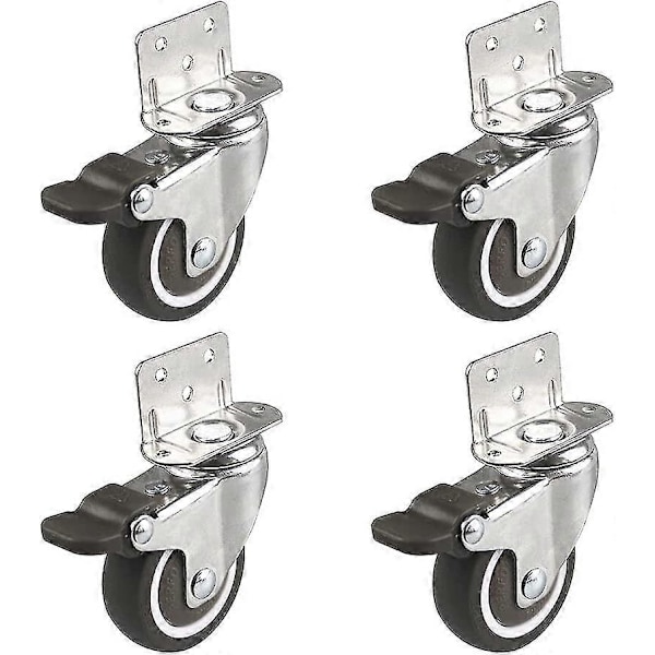 Svingbare hjul, 4 stk Gummi Svingbare hjul, Hjul Trolley Møbelhjul, Pu Heavy Duty Dobbelt Leje Hjul, Til Kaffebord, Skab, Arbejdsbænk