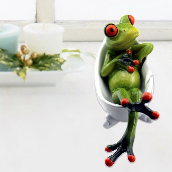 Badekarbadning til Frø Håndværk Skrivebords Ornament til Kreativ Harpiks Statue Figur
