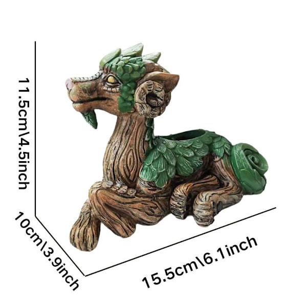 Sukulent drake-formad blomkruka hartsstaty ornament hemdekoration B