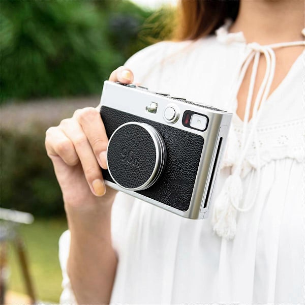 Retro-nahkainen linssinsuojus Fujifilm Instax Mini EVO -kameralle, linssinsuojus naarmuuntumista vastaan, alumiininen Mini E