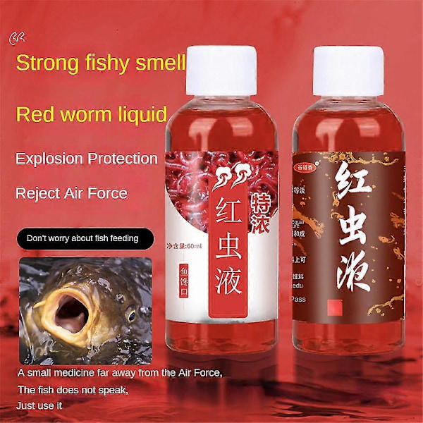 3st Additiv Je60ml Starkt Fiskmedel Koncentrerat Röd Mask Flytande Fiskbete Additiv