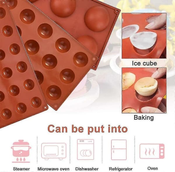 Bakform Halvsfär 3 Delar Rund Silikonform Pralinform Boll Flexibel Choklad