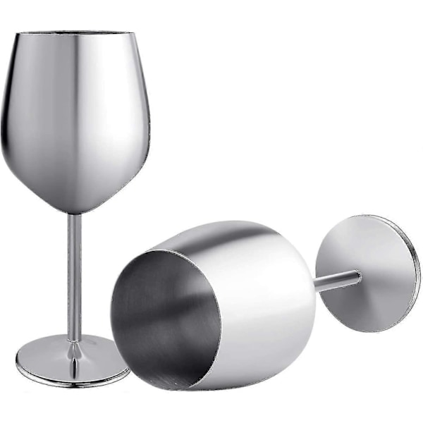 Blankpoleret Vinglas, 2 Cocktailglas i Rustfrit Stål--