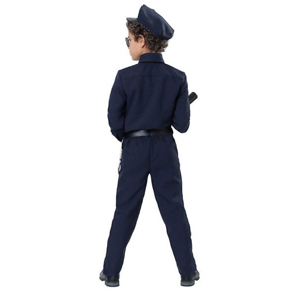 Purim Kid Polis Trafikpolis Dräkttjänsteman Kapten Rollspel Cosplay Festklänning Carnival Halloween Boy L