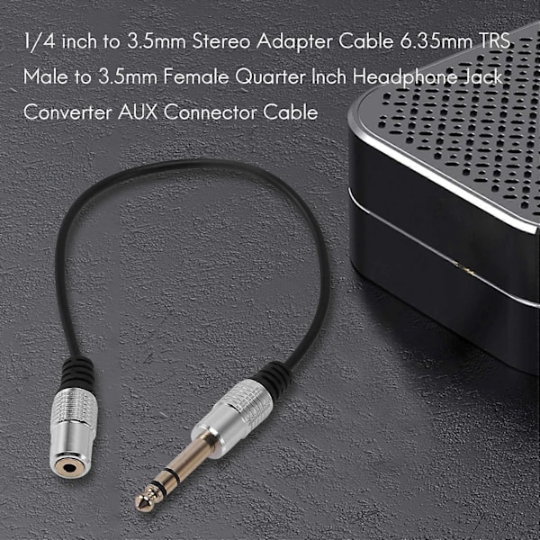 1/4 tomme til 3,5 mm adapterkabel 6,35 mm TRS hann til 3,5 mm hunn