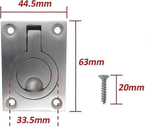 Firkantede Flush Pull Ring Greb, 304 Rustfrit Stål Skjult Forsænket Møbelgreb, Forsænket Bådsluse Lukning Skab Flush Mount Løfte Ring Træk