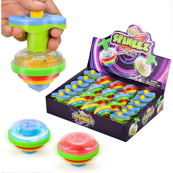Lysande Snurror för Barn, Set om 12, UFO Snurrileksaker med Blinkande LED-lampor, Roliga Födelsedagspresenter, Godispåsefyllning för Pojkar och Flickor