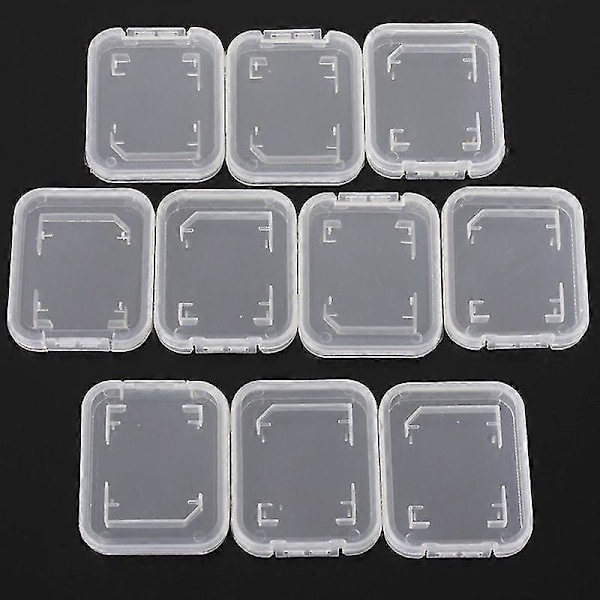 10 stk. Lett Klar Standard SD SDHC Minnekort Etui Oppbevaringsholder Boks JIKAIX S2024123011046