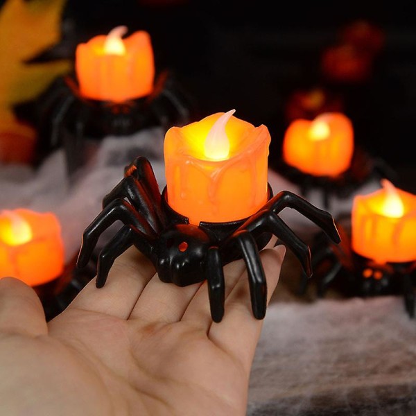 Halloween Dekorationer Led Candle Light Plast Spider Pumpa Lampa För Hem Bar Haunted House Halloween Party Dekor Skräck rekvisita Hög kvalitet