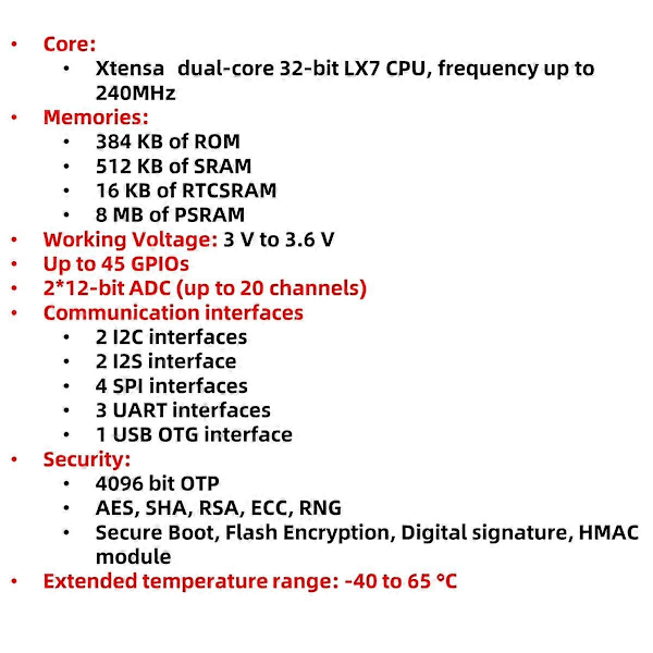 ESP32-S3 WROOM N16R8 CAM Utvecklingskort WiFi Bluetooth Kameramodul Inbyggd ESP32-S3-WROOM-1 N16R