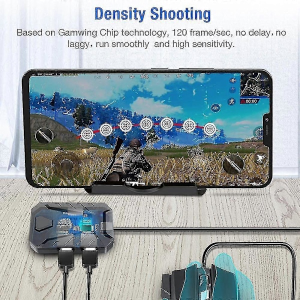 Mixpro Sett Mobilspill Tastatur Og Mus Adapter, Pubg/call Of Duty Kontroller Konverter Kablet/trådløs For Android/(ios Mindre Enn 13.4)