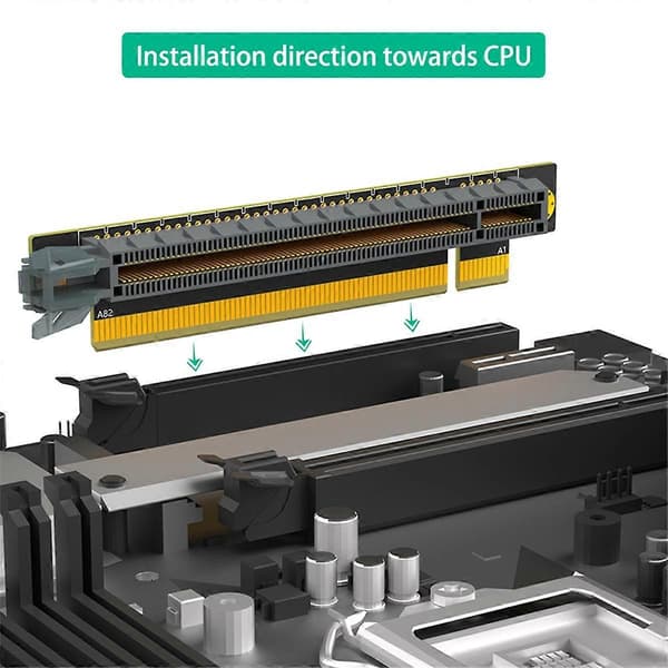 PCI-E 16X 3.0 90 Graders Omvendt Han til Hun Riser Kort til 1U Server (Installationsretning Mod CPU)