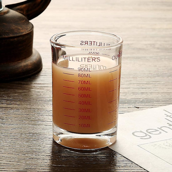 Mätkopp Shotglas 3 Ounce/90ML Flytande Tungt Högt Espressoglas (Röd)