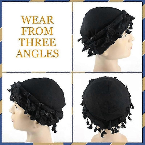 Turban for Menn Silke Satinforet Lue Twist Hodeinnpakninger Elastisk Ferdigknytt Beniee B