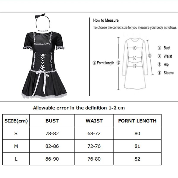 Lady French Maid Kostym Anime Söt Gördel Klubbkläder Erotiska rollspel Cosplay Fancy Party Dress Carnival Halloween L