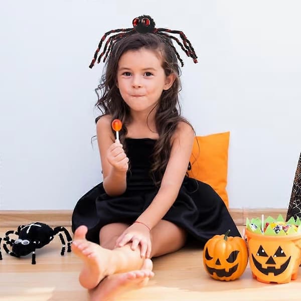 Halloween edderkopp-hårbøyle for kvinner, rød og svart festlig hodeplagg, tilbehør til cosplay-fest