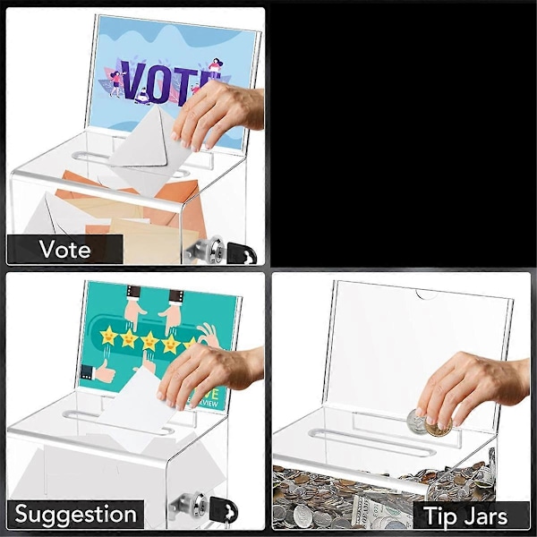 1-pack Akryl Donationsbox med Lås, Klar Röstlåda